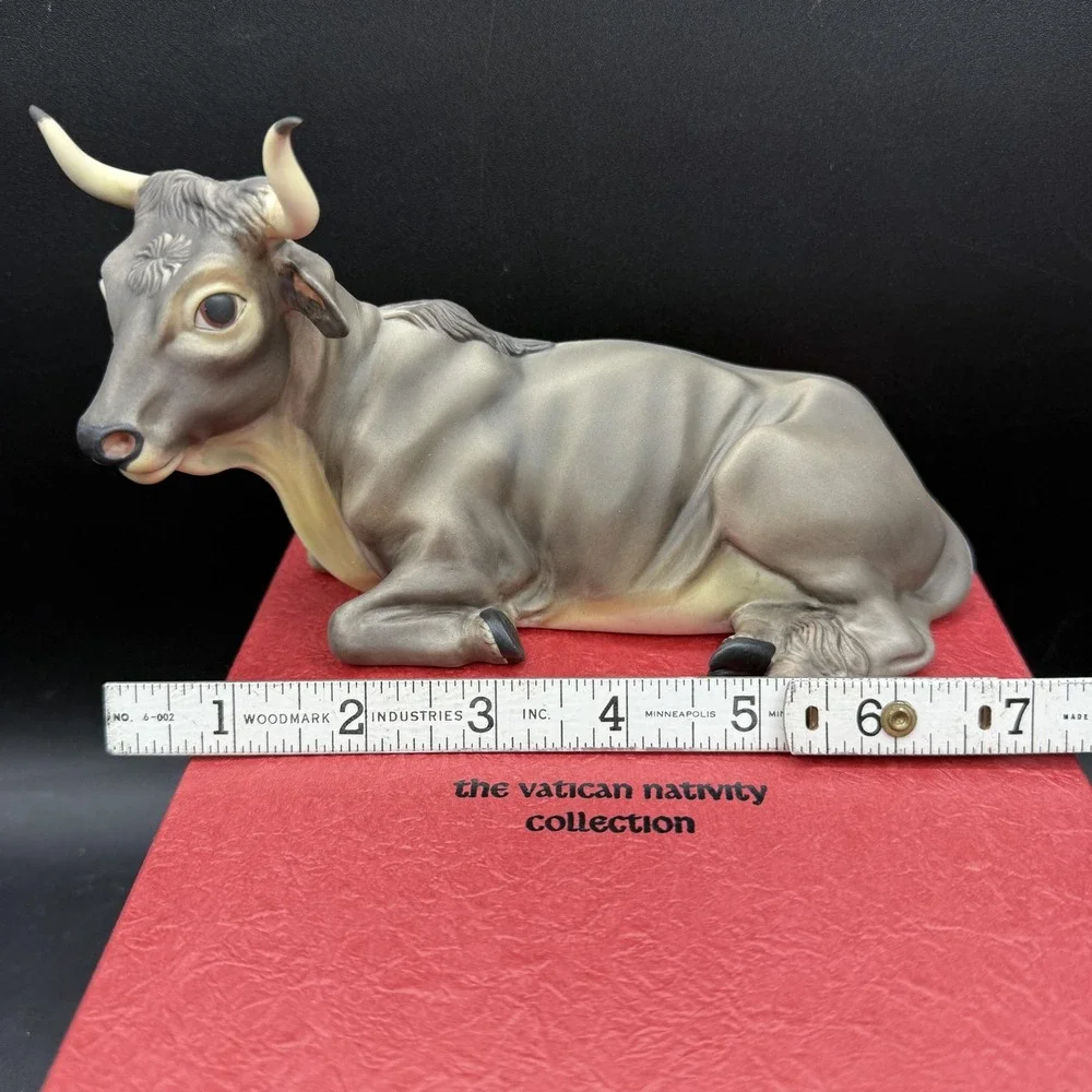 The Vatican Nativity Collection Ox Porcelain Figurine Small Hand Painted Vintage